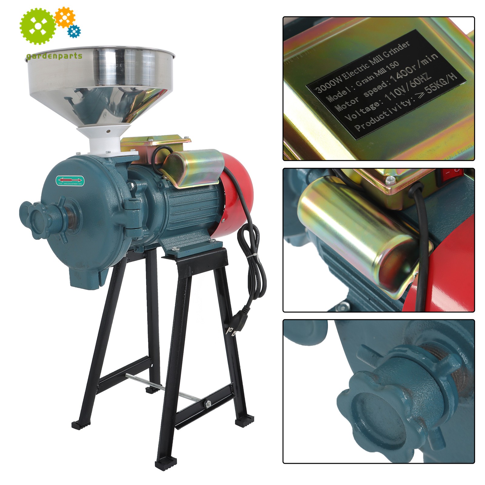 3000W Electric Grinder Grain Mill With Funnel Corn Wheat Flour Grain Mill 110V