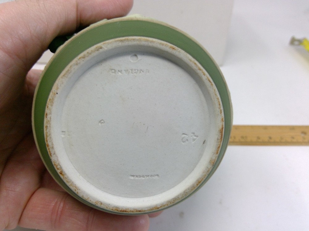 Vintage Wedgwood Green Jasperware Jug Pitcher