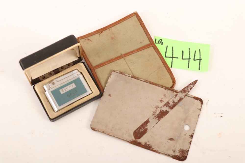 LG444 WWII Era Shaving Mirror and Bentley Butane Lighter