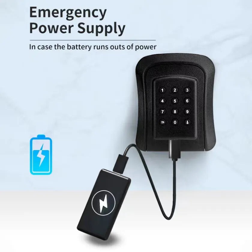 Smart Key Lock Box, BLE Electronic Digital Key Storage Safe, Wall Mount