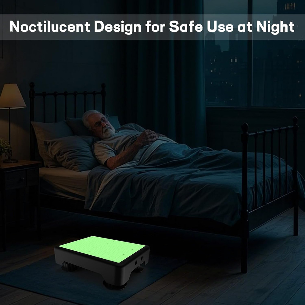 Adjustable Step Stool for Adults, Noctilucent Bed Step Stools, 660 LBS Capacity