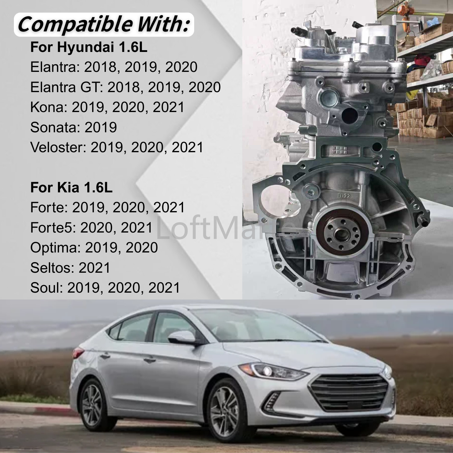 Fits 2016-2018 Hyundai Tucson Engine Motor 1.6L 4 Cyl Turbo G4FJ T-GDI Brand New