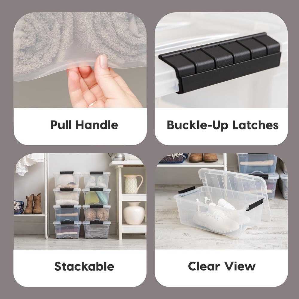 4-Piece Lidded Storage Container Set, 13-Quart Capacity,