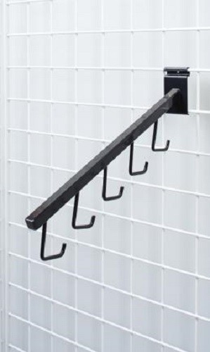 5 Wire Grid Black J-Hooks Waterfall Faceout 16" Gridwall Purse Wiregrid J Hook