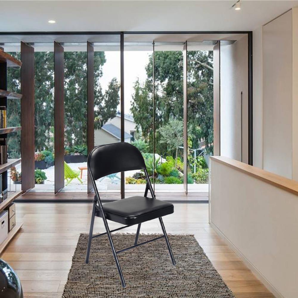 4/8/12 PACK Folding Chair Fabric Upholstered Padded Seat Metal Frame Home Office