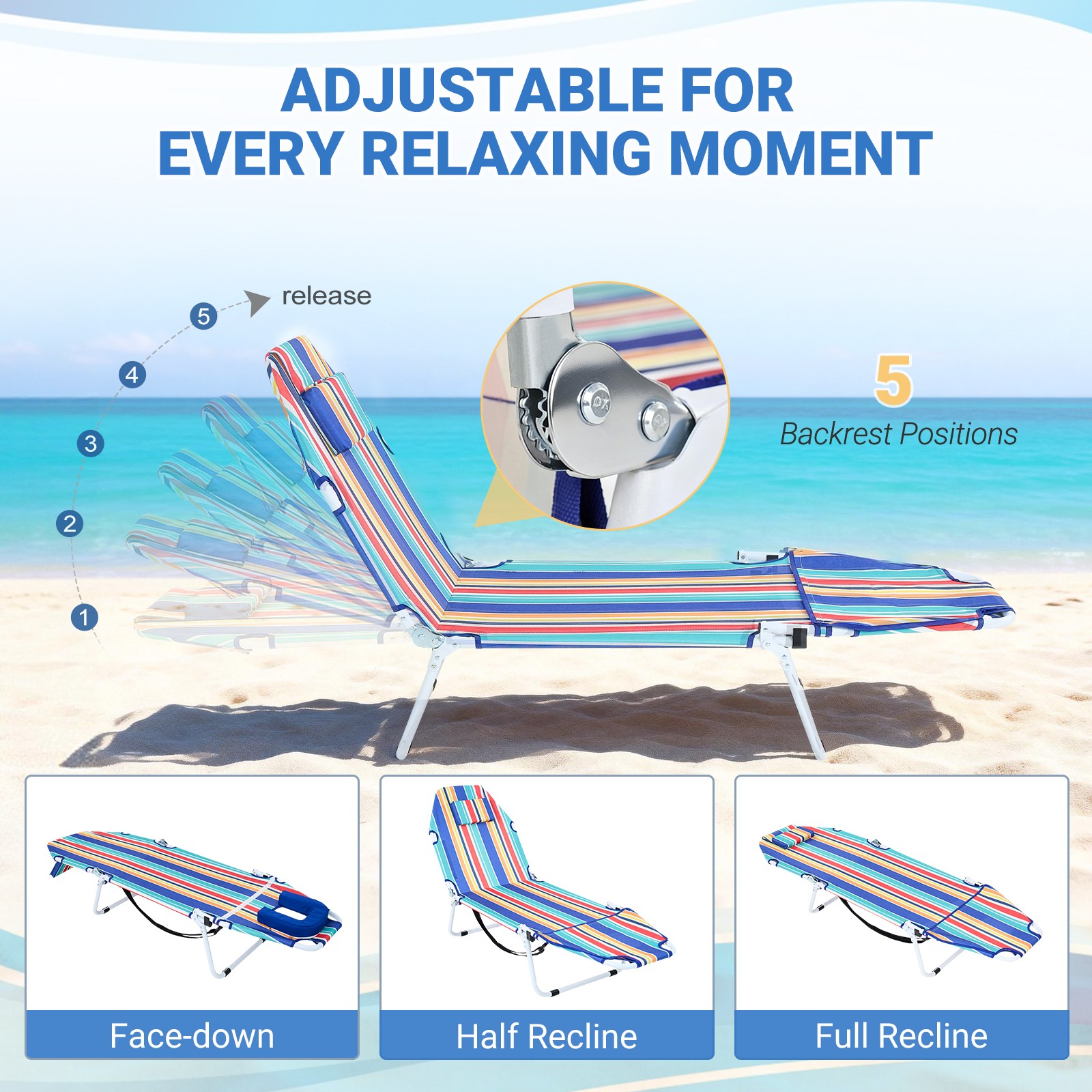 NAIZEA 2-in-1 Tanning Chair with Face Hole Lounge Chair Caming Bed with Mattress