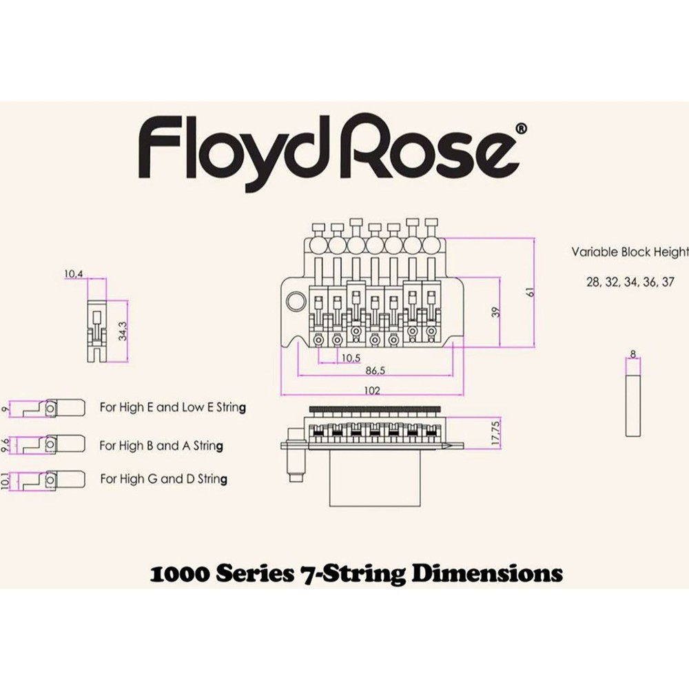 Floyd Rose FRTSSS2000 Special 7-String Tremolo System with Locking Nut, Black