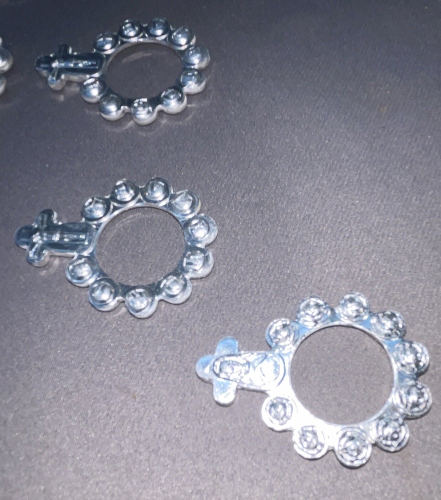 Vintage Bulk Religious Silver Tone Rosary Ring Pack of 12 silver