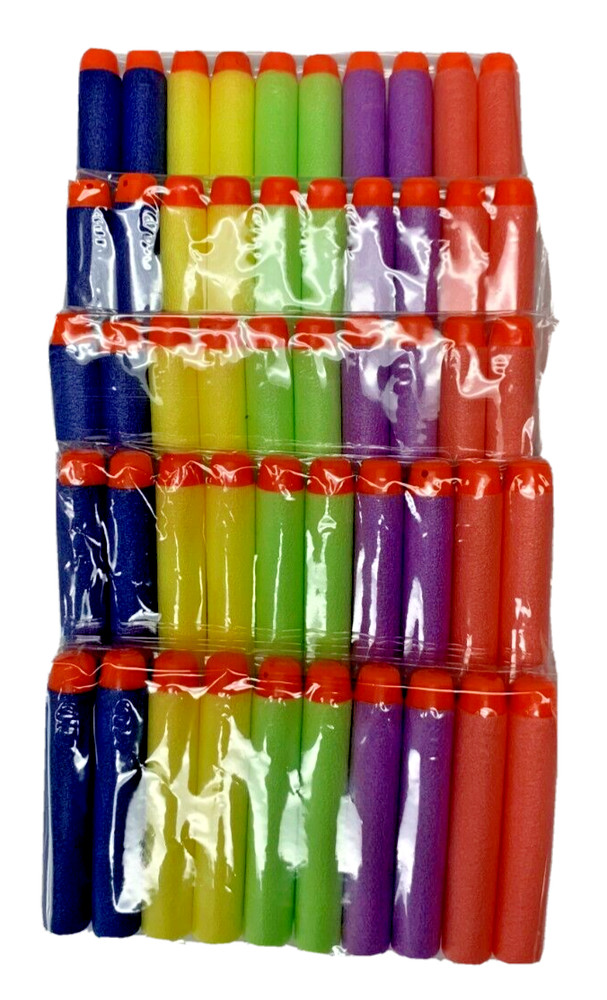 Smart Toys 100 MULTICOLOR Foam Darts Refill Pack - Nerf Compatible bullets