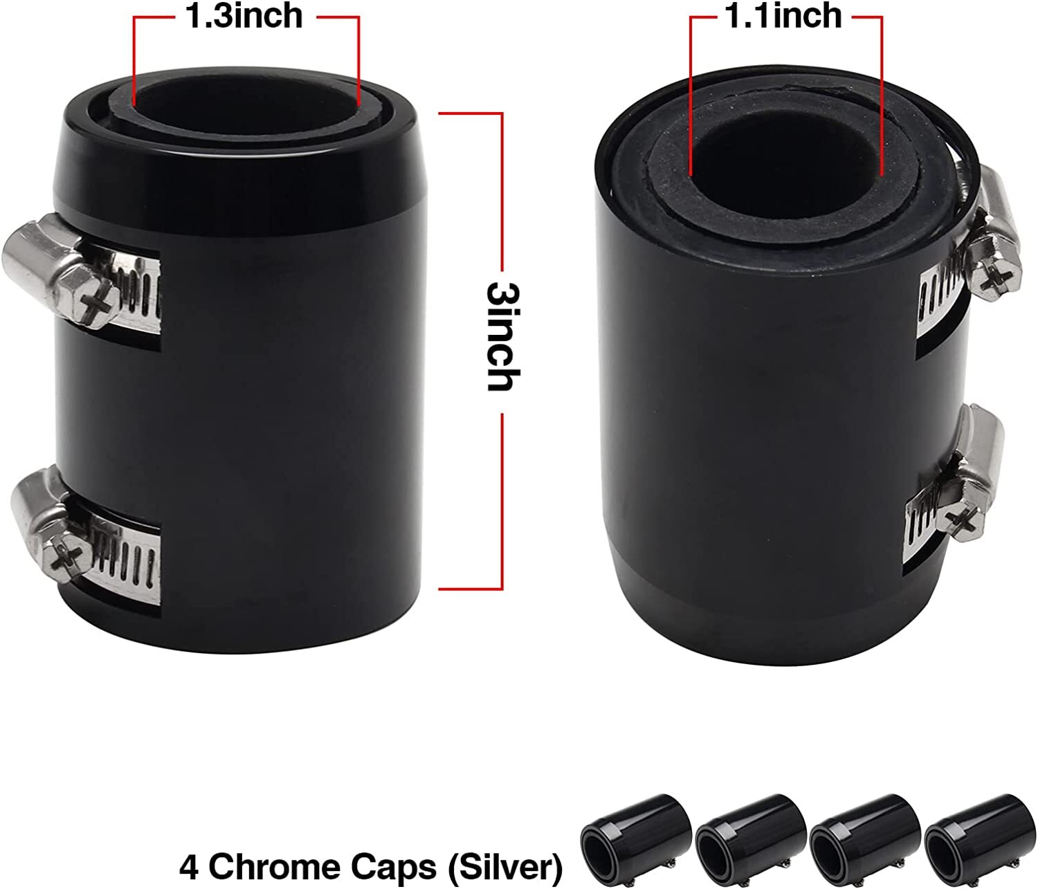 48" Stainless Steel Radiator Universal Flexible Coolant Water Hose Kit with Caps