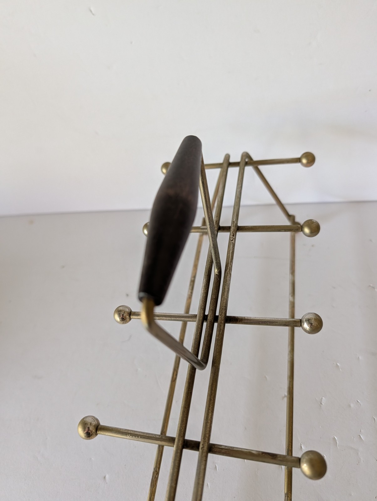 Vtg Wire Metal Caddy ONLY Rack Beverage Holder Mid Century MCM 8 Glasses