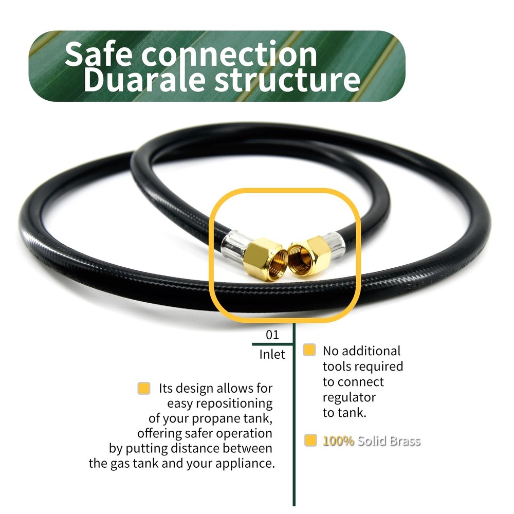 5 Feet Propane Hose Assembly Multipurpose Solution: Features 3/8" Female Flar...