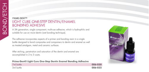 NEW PRIME-DENT Dental Light Cure Dentin Enamel Bonding Resin 7 mL Bottle USA