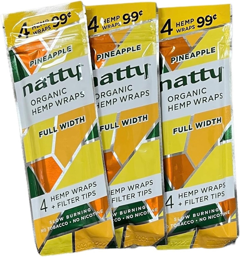 Natty Full Width Wraps 15 Packs Per Box 4 Wraps Per Pack (Pineapple)