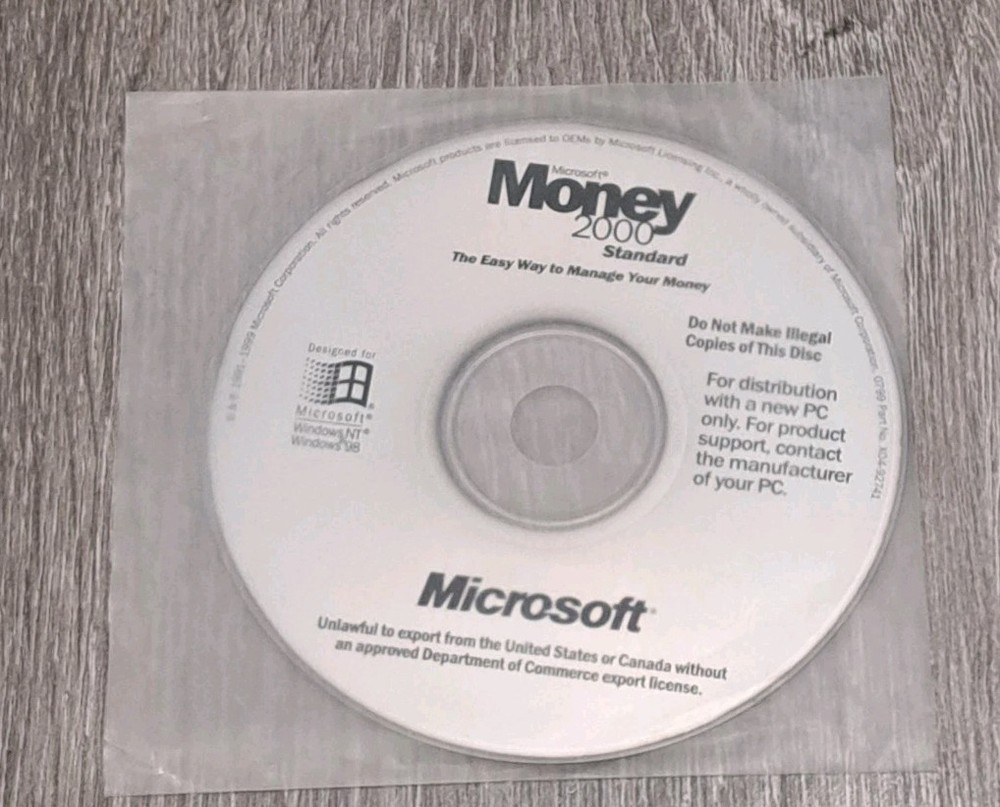 MICROSOFT MONEY 2000 Standard CD-ROM - No Product Code.