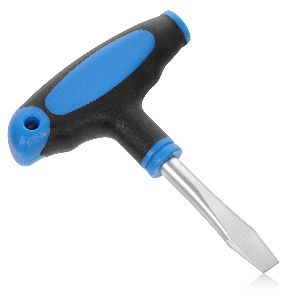 T Handle Flat Head Screwdriver, 10mm Wide Flathead Screwdriver with Blue