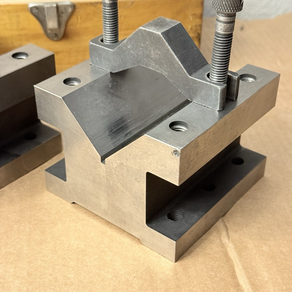 Large Precision V Block Set With Clamps Workholding 4”x4”x3”