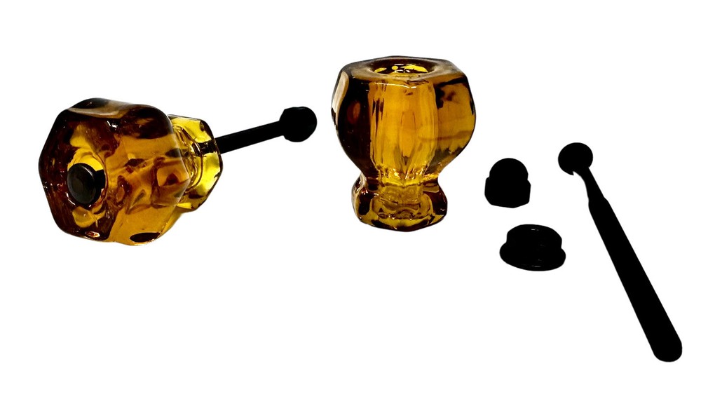 Two Drawer pulls Hexagonal Glass with Oil Rubbed Bronze Bolt