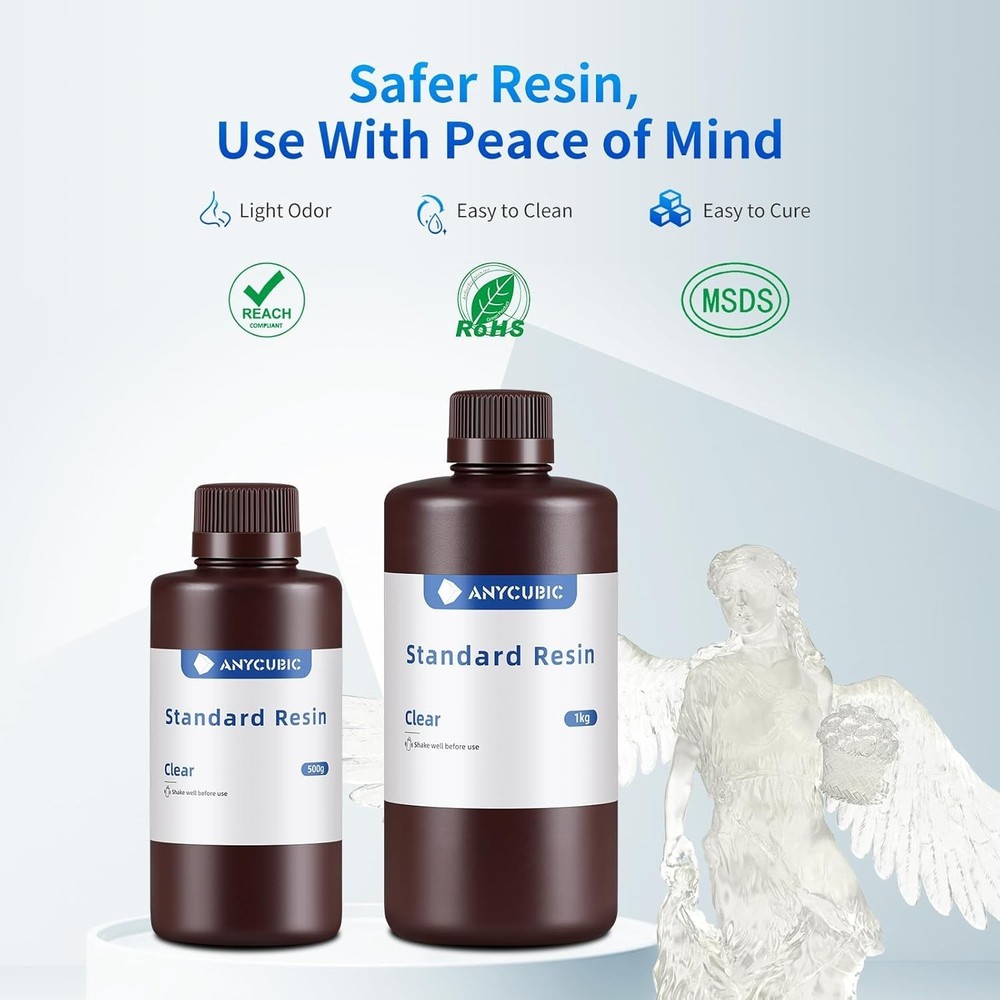 Clear 3D Printer Resin 500g - Quick Curing & High Precision for LCD 3D Printing