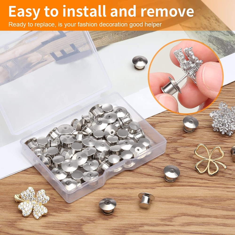 Ceryvop 30 PCS Locking Pin Backs Keepers Clasp, Metal Silver