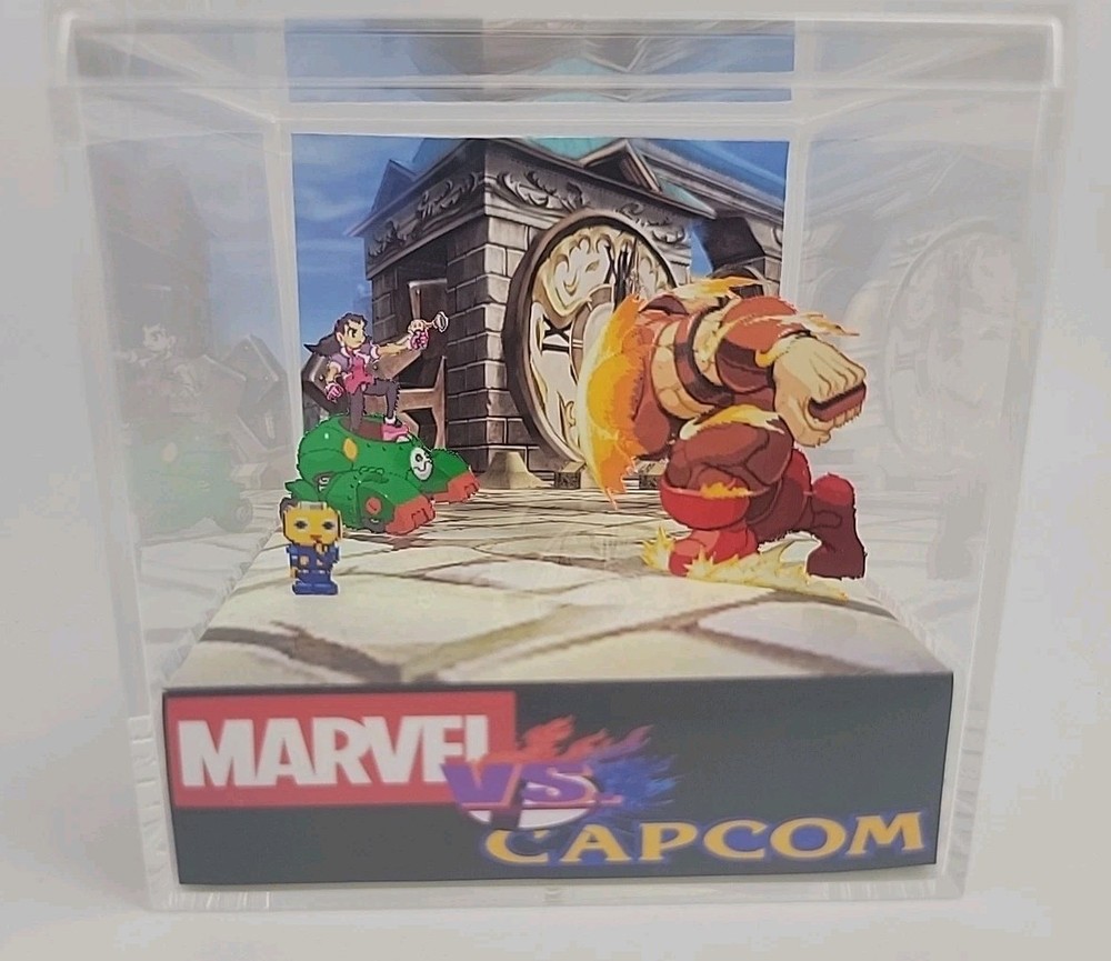 Marvel Vs Capcom 2 3D Cube Handmade Diorama Playstation Video Game Shadowbox