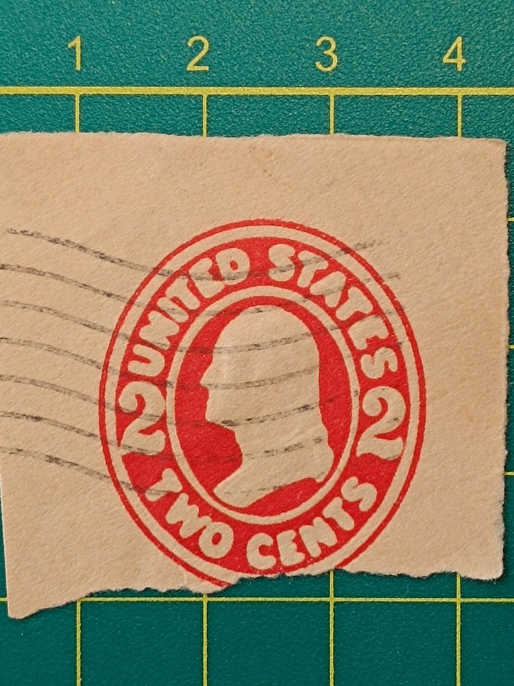 US Cut square fm envelope U91, 2c, ERROR of printing, Magic impression