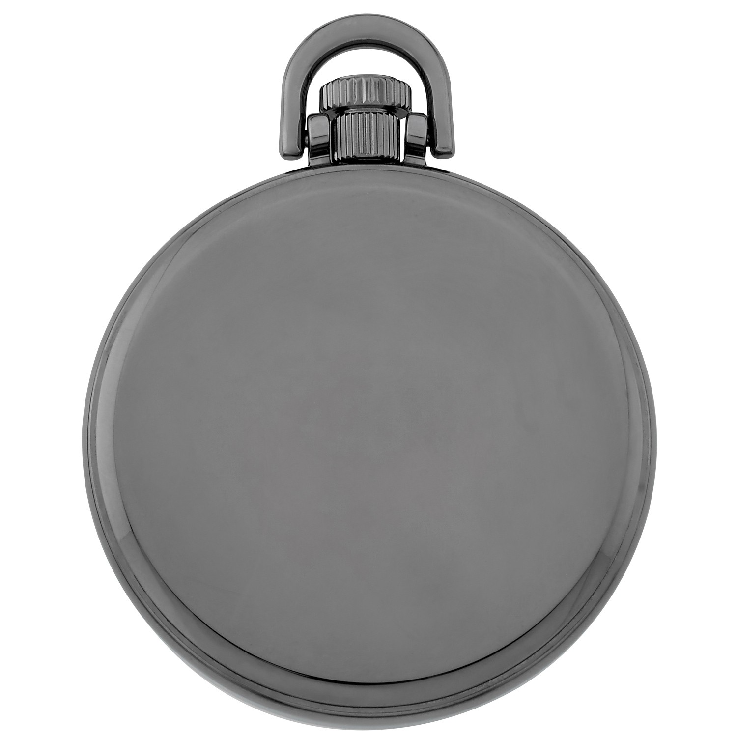 Gotham Men's Gunmetal Stainless Steel Mechanical Railroad Style Pocket Watch