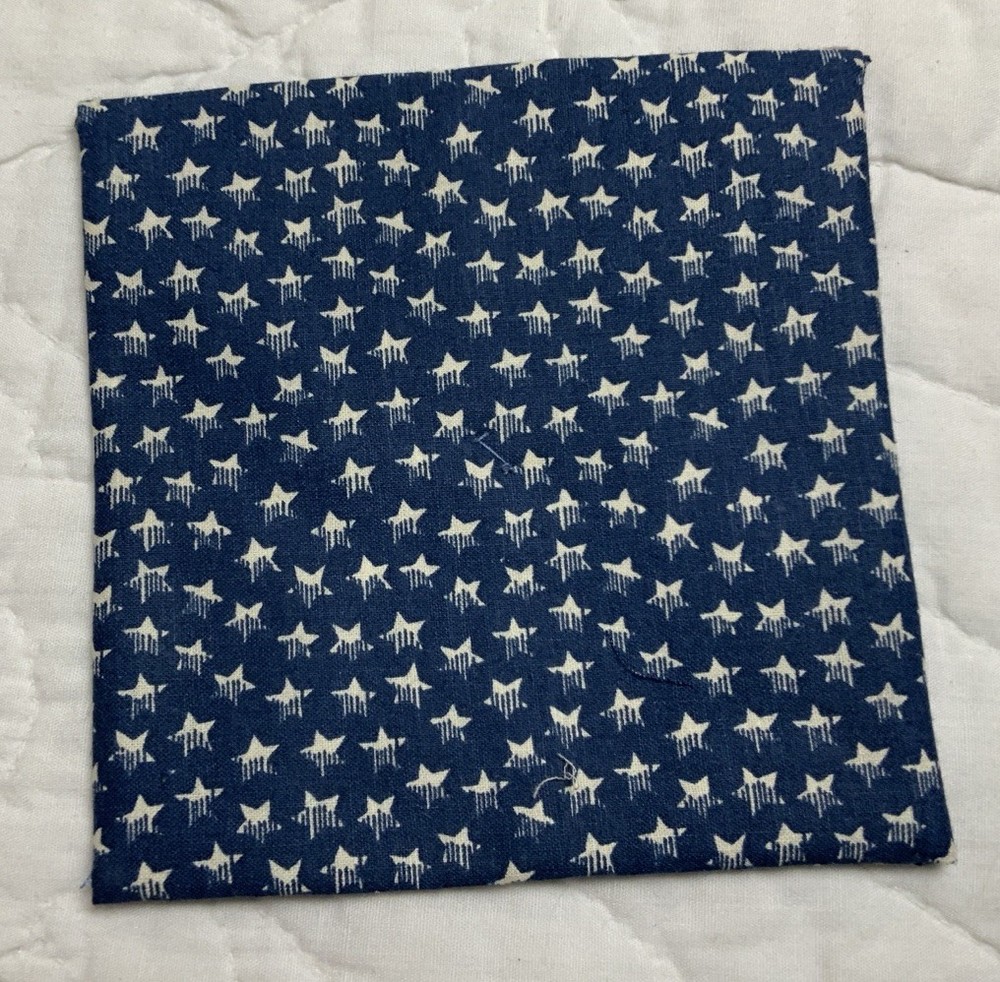 Vintage Antique Patchwork Quilt Table Topper, Small, Four Patch, Calicos, Blue