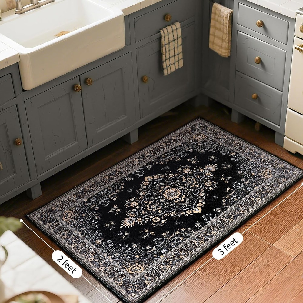 HOMORE 2x3 Area Rug Small Black Rugs 2' x 3' (Rectangular),