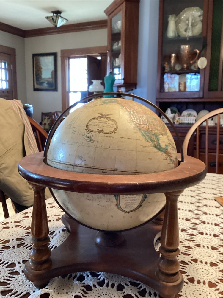 Vntage Replogle 12" Diameter World Classic Globe wWood Base