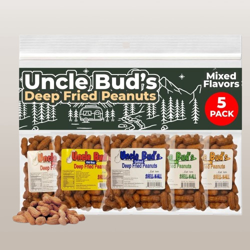 Uncle Buds Deep Fried Peanuts In Shell 5 Pack, Peanuts Individual Packs Salte...
