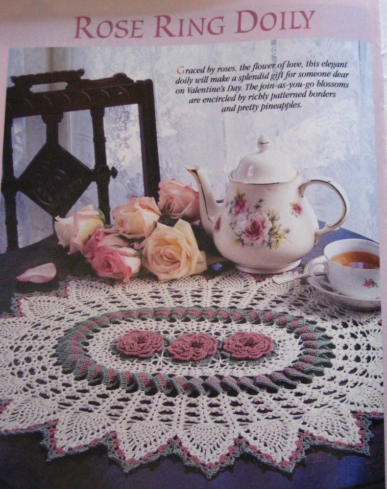 Rose Ring Doily (1251-10);  vintage  crochet  pattern