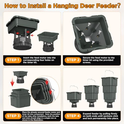 5 Gallon Hanging Deer Feeder, Automatic Game Feeder with Programmable Digital