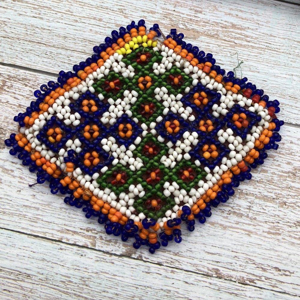 Vintage Evil Eye Patch Kuchi Tribal Textile Missing Beads (18724)