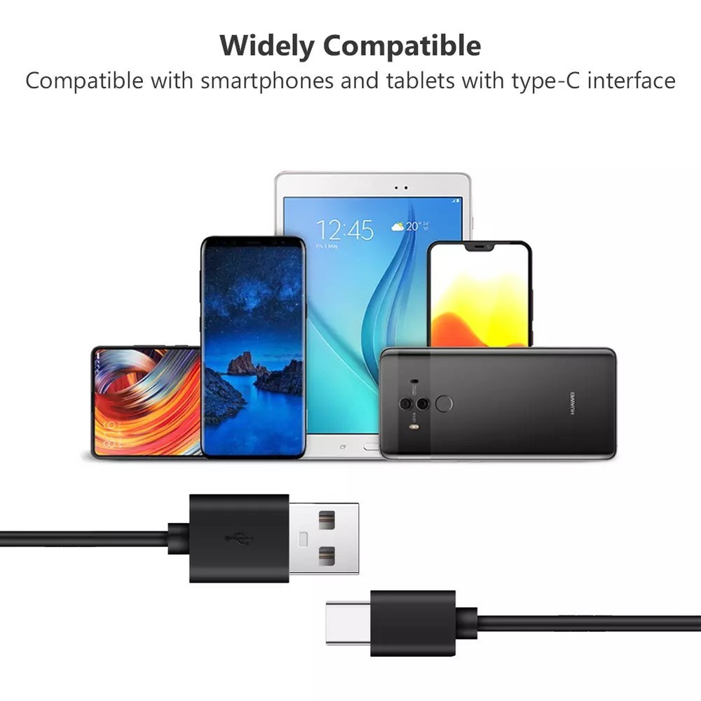 Universal USB Type-C Fast Charging Cable for Samsung Galaxy /Android Phone Black