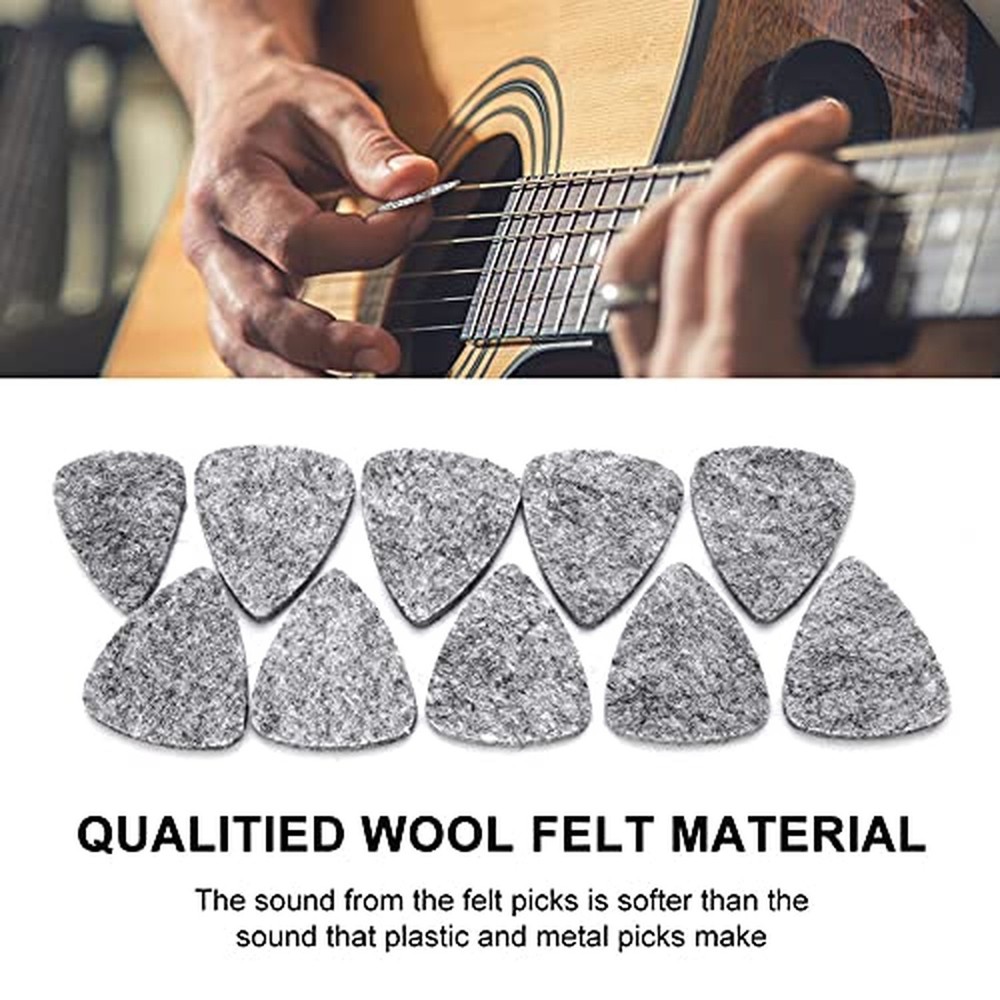 10 PCs Wool Felt Guitar Picks Ukulele Picks Plectrums with Solid Leather Thin...