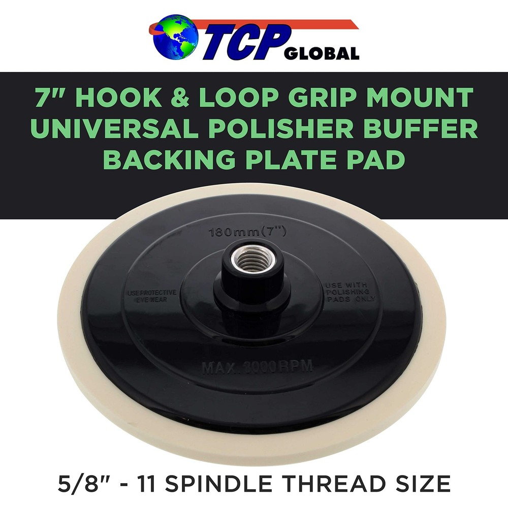 TCP Global Brand 7" Hook & Loop Grip Mount Universal Polisher Buffer Backing ...