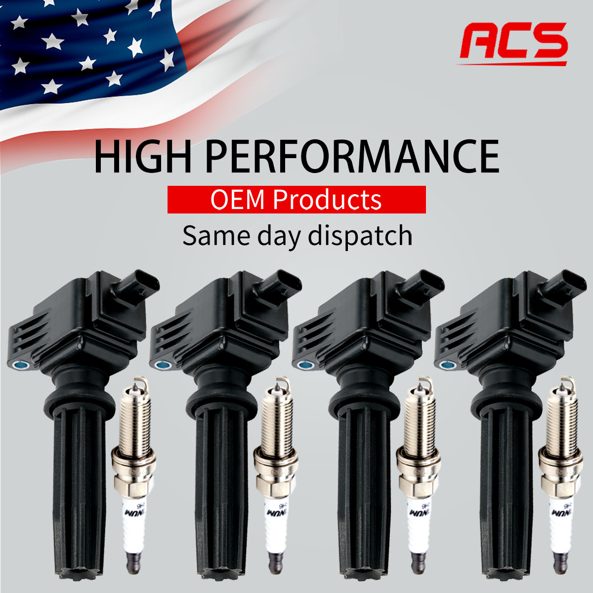 4X OEM Ignition Coil + Spark Plug For Ford Fusion Focus Lincoln 2.0L 2.3L UF670