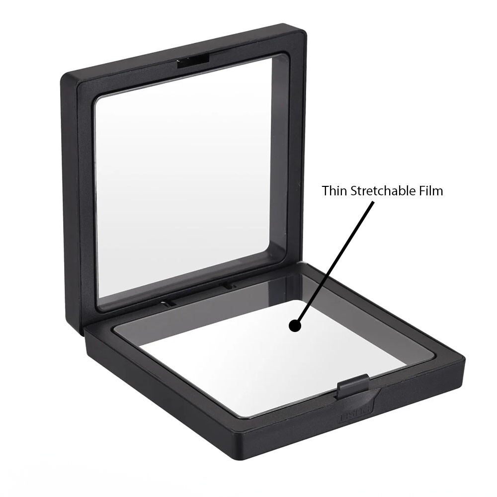 XL 8Pcs 3D Floating Frame, Clear Film Jewelry Storage, Coin Display Case Stand