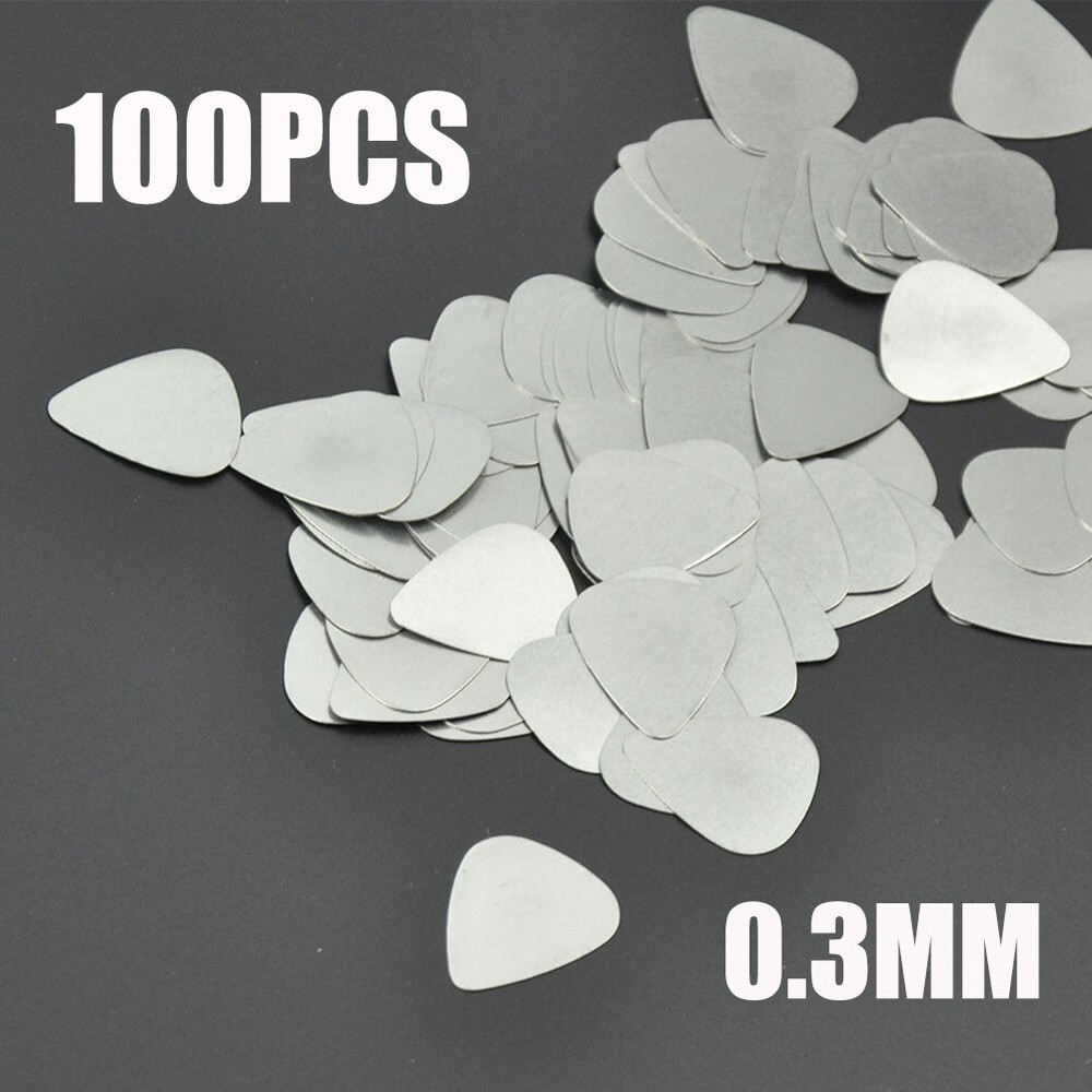 Lots of 100 Pcs 0.3mm Stainless Steel Blank Guitar Picks Plectrums Thin USA