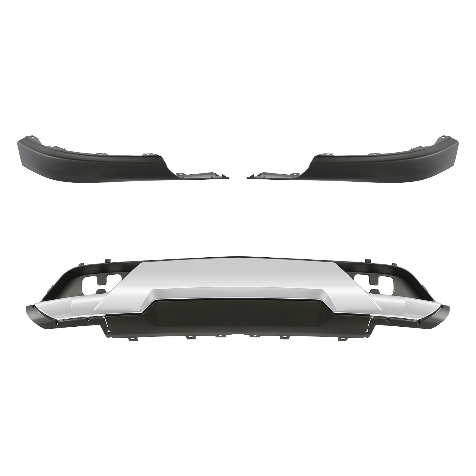 Fit For 2016-2019 Silverado 1500 Front Lower Bumper Valance & Chrome Skid Plate