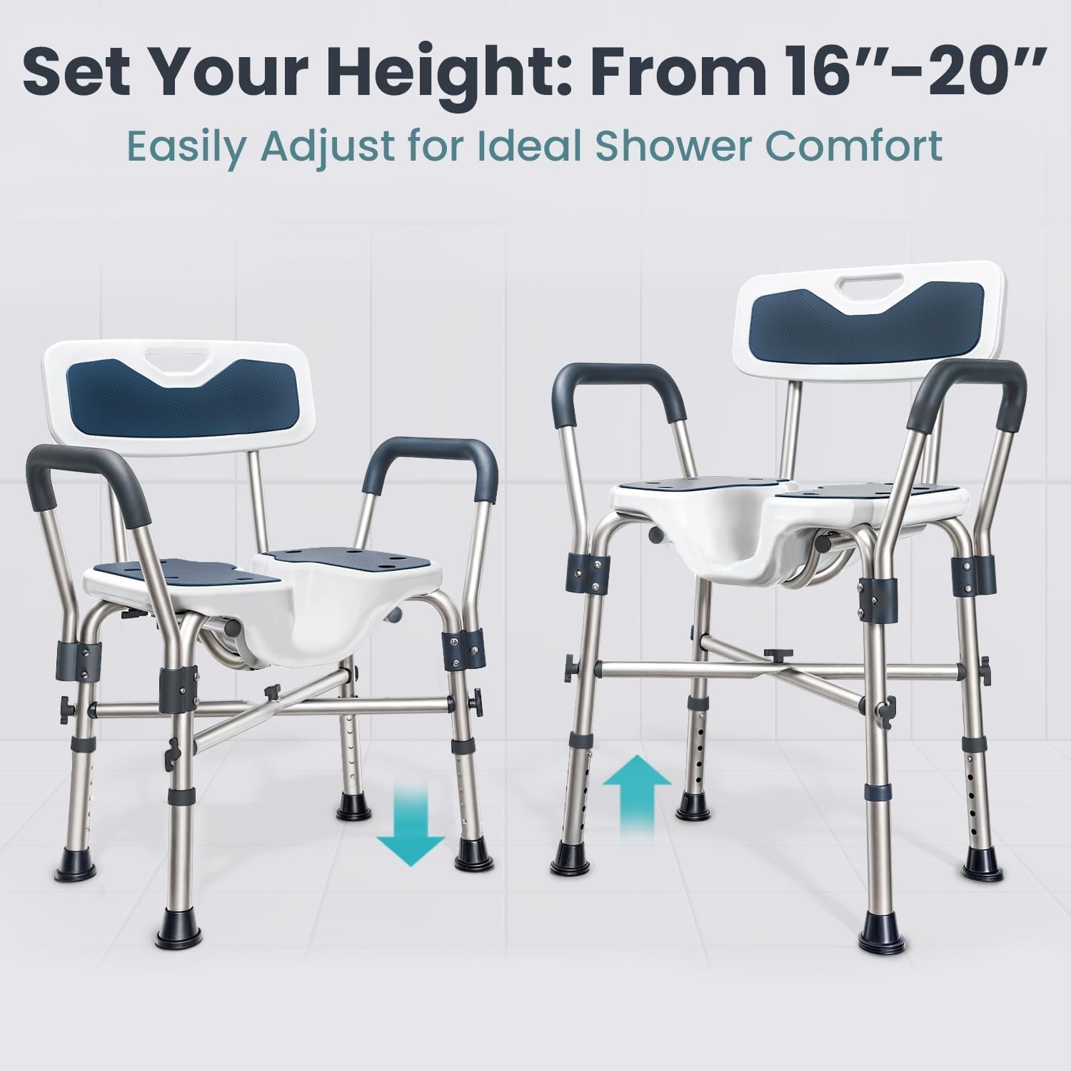 Shower Chair U-Shape Seat Heavy Duty Bath Chair with Back