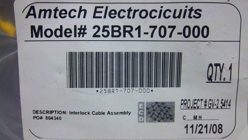 AMTECH ELECTROCIRCUITS INTERLOCK CABLE ASSEMBLY 804340 NEW 804340
