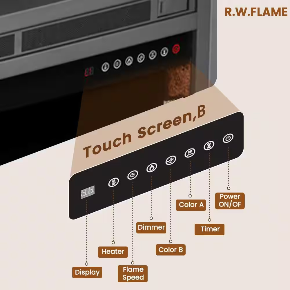 39 In. Ventless Electric Fireplace Insert, Remote Control, Adjustable Led Flame
