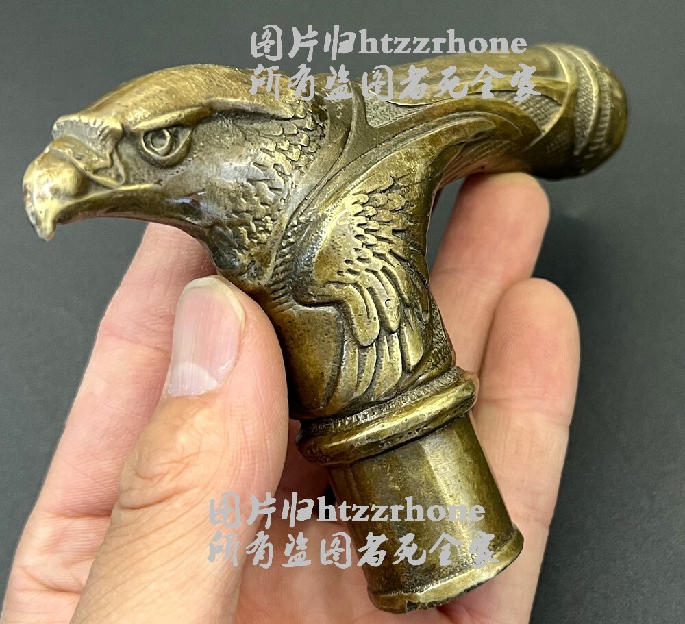 Solid Brass Eagle Head Statue Walking Stick Cane Handle Top Topper Collections