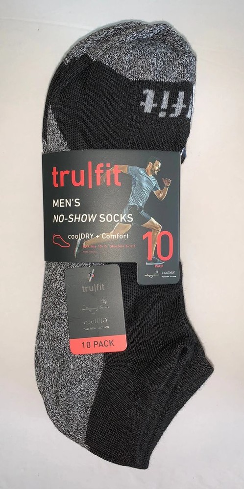 Tru-Fit No-Show Socks, Poly Blend, Assorted Colors - 10 Pack