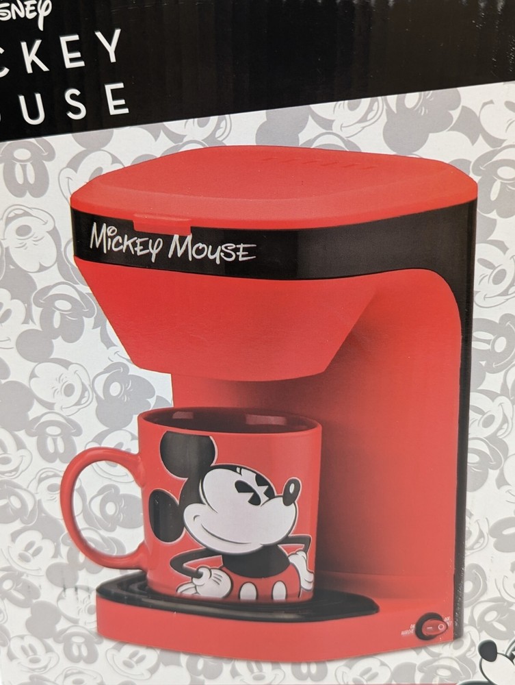 Disney Mickey Mouse 1-Cup Coffee Maker-with Mug NIB