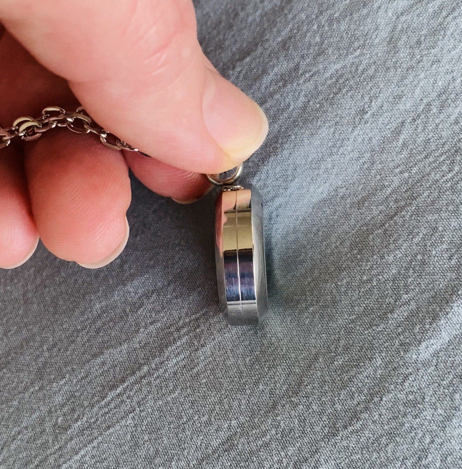 Silver-Tone Crinoid Star Fossil Locket Necklace