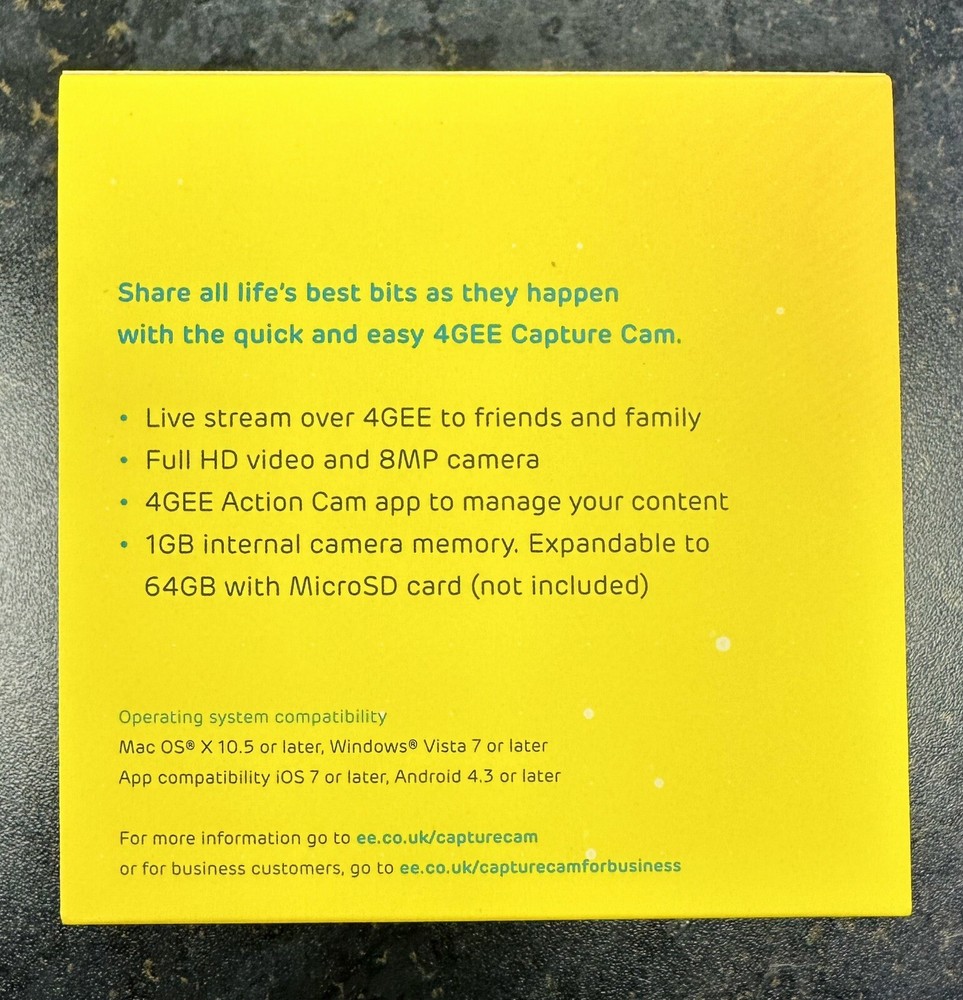 4GEE Capture Cam - EE Action Camera - with 4G streaming Boxed