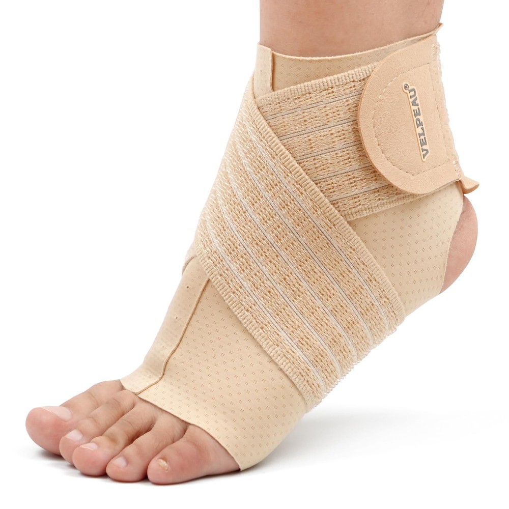 Foot & Ankle Support Brace Compression Sleeve with Adjustable Strap, Elastic ...